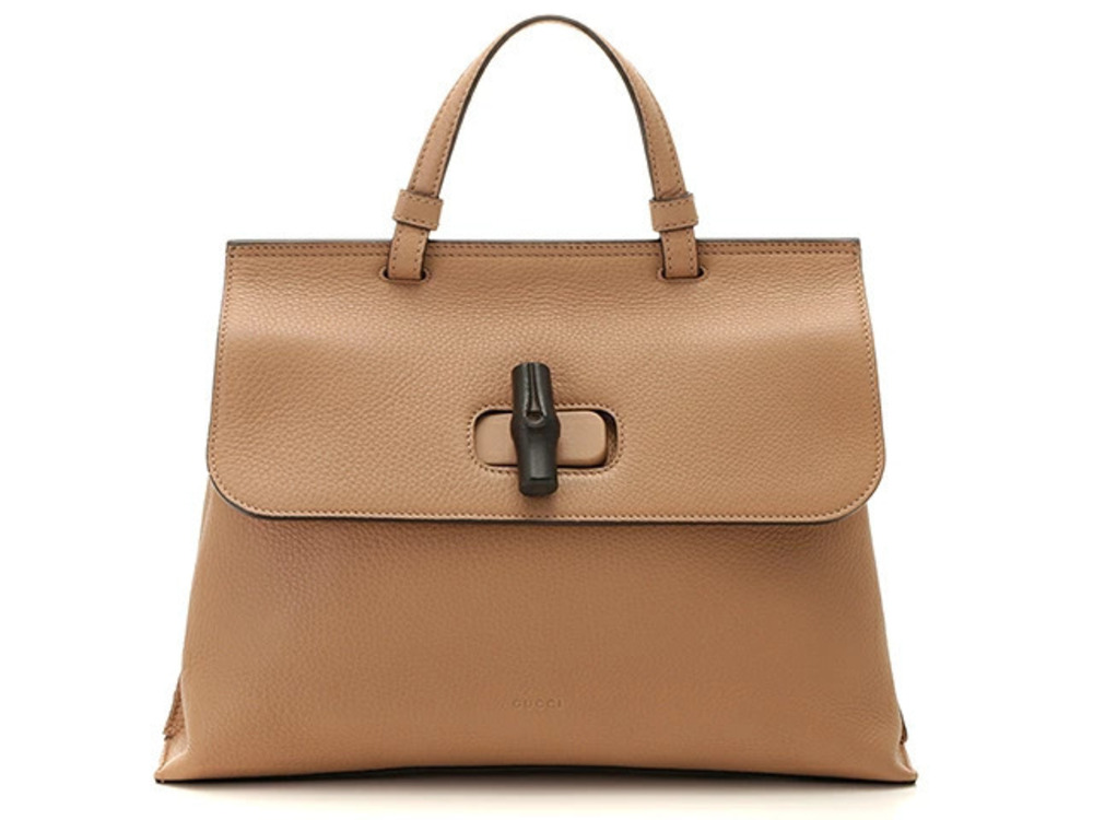 Gucci Bamboo Daily Shoulder Bag Beige Cream Leather